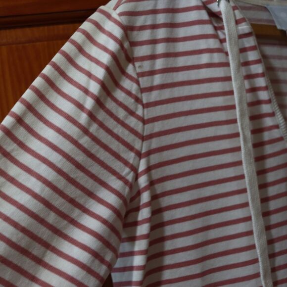 Sunday Striped Preppy Hooded Pullover Top Medium - Picture 7 of 10